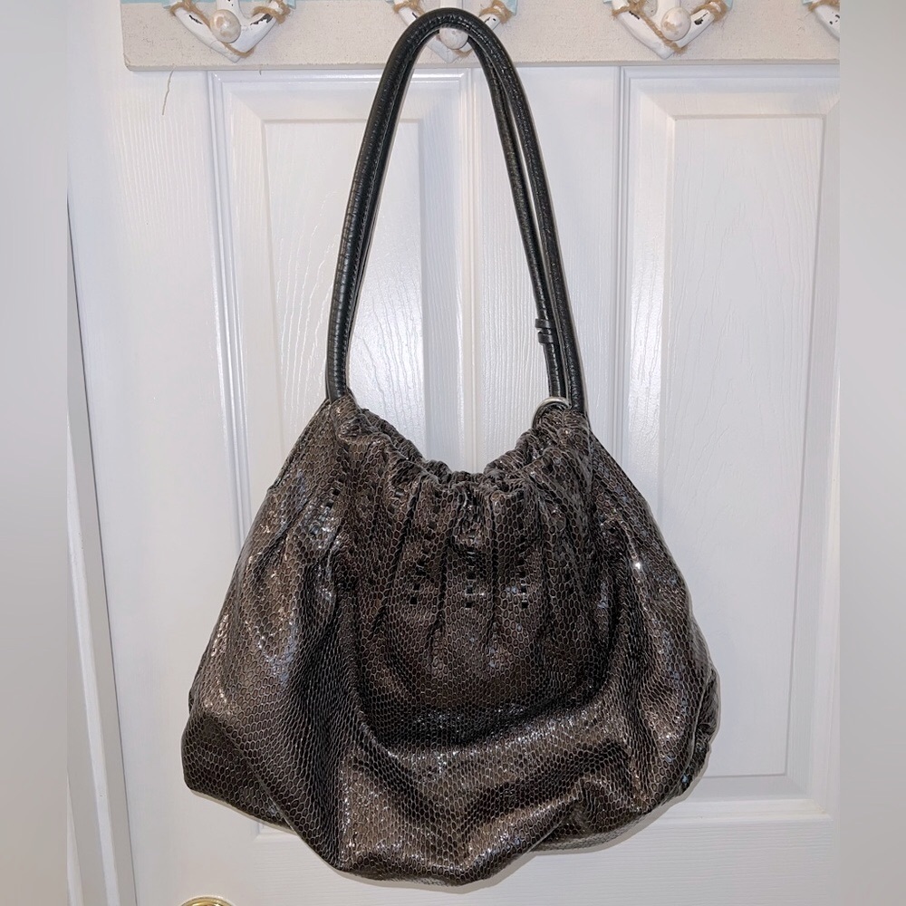 Brighton Breelan Python Snake Embossed Leather Hobo Bag - Picture 7 of 16